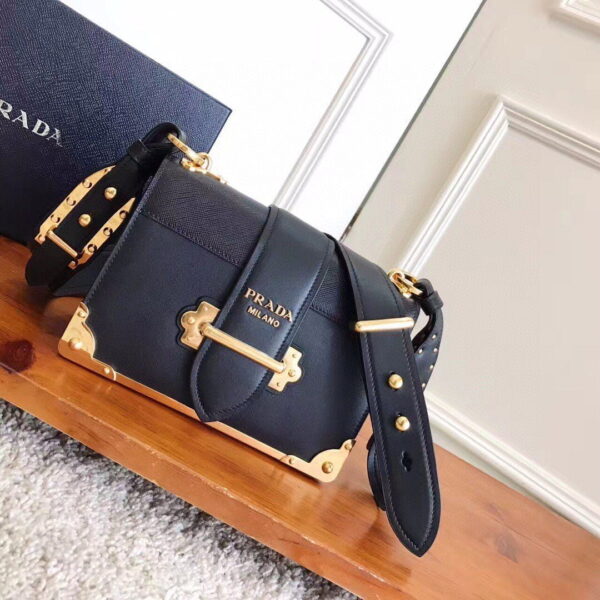 Prada Cahier Bag Black For Women, Women's Bags 7.9in/20cm