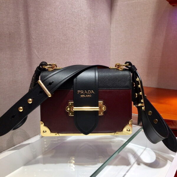Prada Cahier Bag Dark Red For Women, Women's Bags 7.9in/20cm