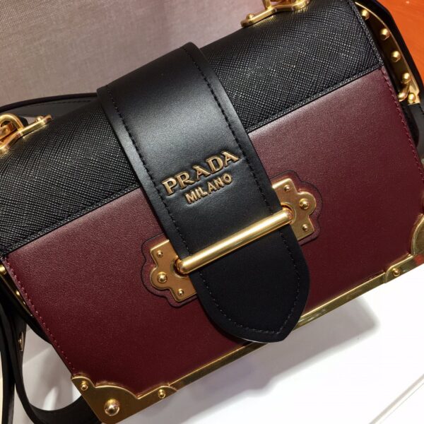 Prada Cahier Bag Dark Red For Women, Women's Bags 7.9in/20cm