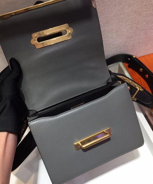 Prada Cahier Bag Grey For Women, Women's Bags 7.9in/20cm