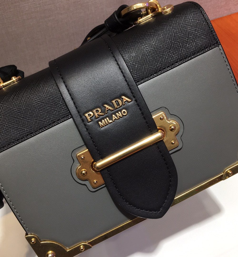 Prada Cahier Bag Grey For Women, Women's Bags 7.9in/20cm