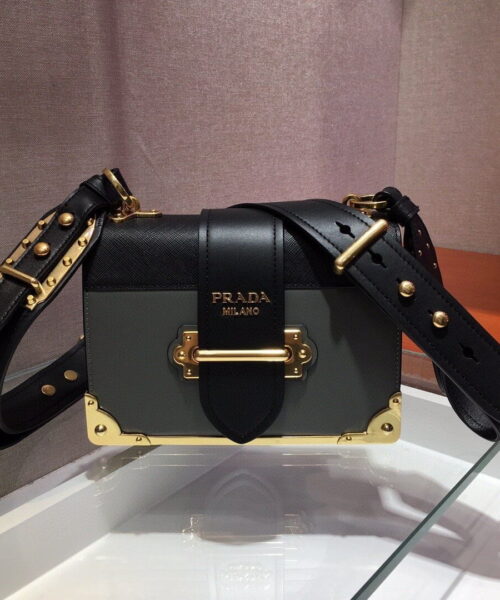 Prada Cahier Bag Grey For Women, Women's Bags 7.9in/20cm