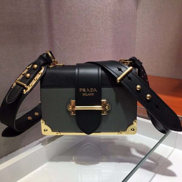 Prada Cahier Bag Grey For Women, Women's Bags 7.9in/20cm