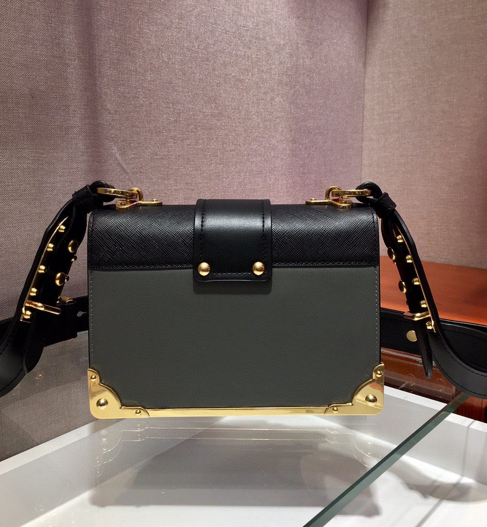 Prada Cahier Bag Grey For Women, Women's Bags 7.9in/20cm