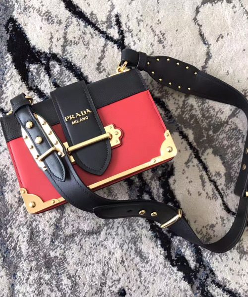 Prada Cahier Bag Red For Women, Women's Bags 7.9in/20cm
