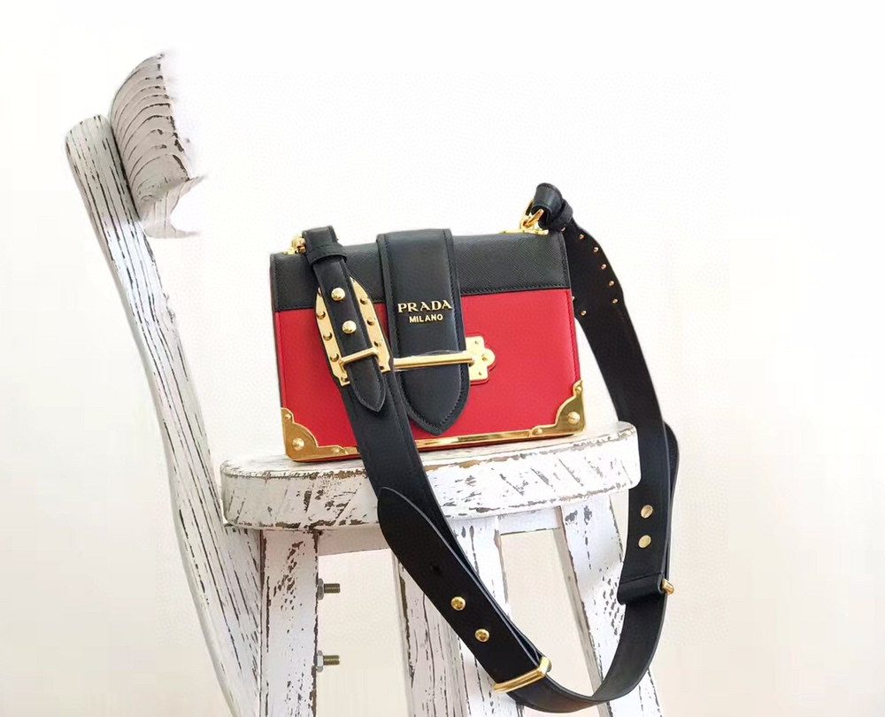 Prada Cahier Bag Red For Women, Women's Bags 7.9in/20cm
