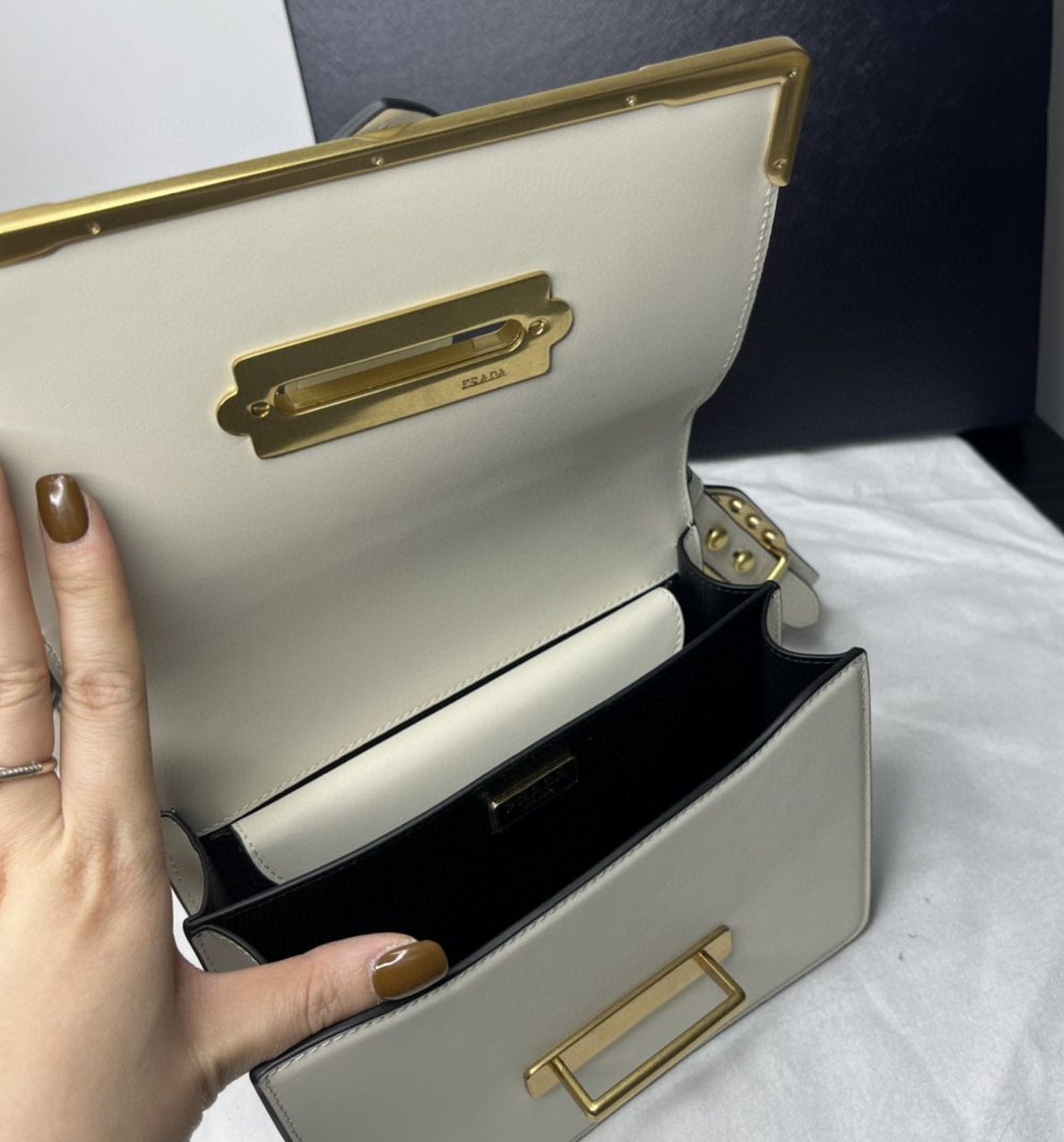 Prada Cahier Bag White For Women, Women's Bags 7.9in/20cm 1BD045_2AIX_F0009_V_XCH