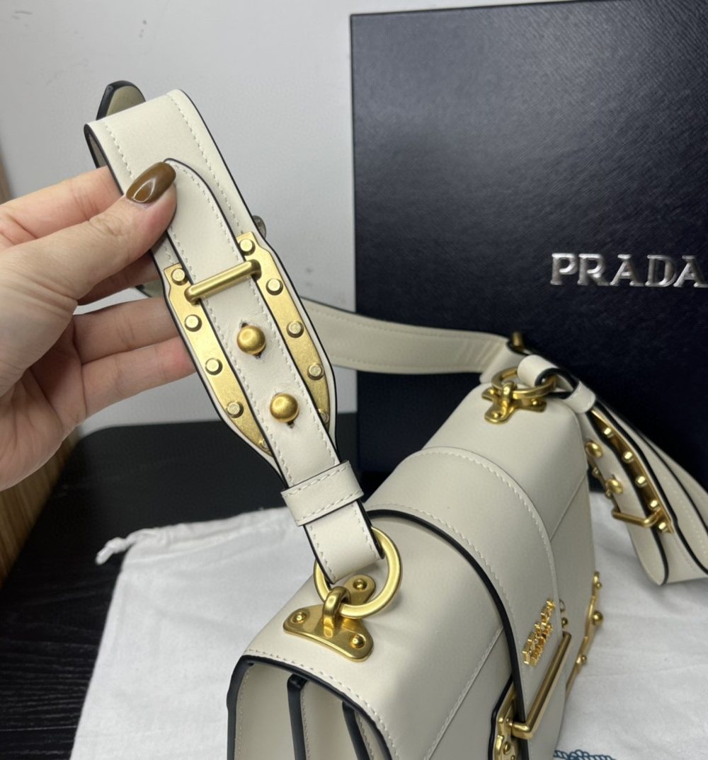 Prada Cahier Bag White For Women, Women's Bags 7.9in/20cm 1BD045_2AIX_F0009_V_XCH