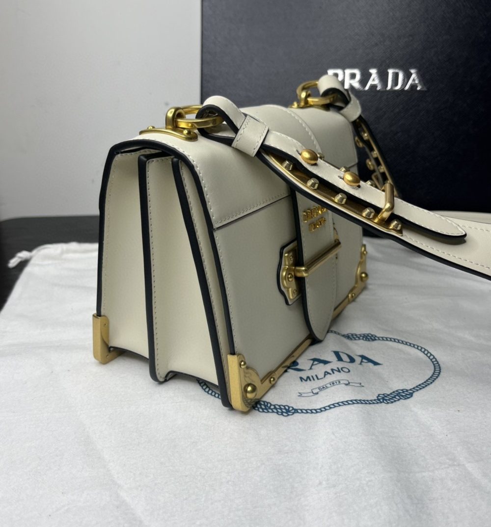 Prada Cahier Bag White For Women, Women's Bags 7.9in/20cm 1BD045_2AIX_F0009_V_XCH