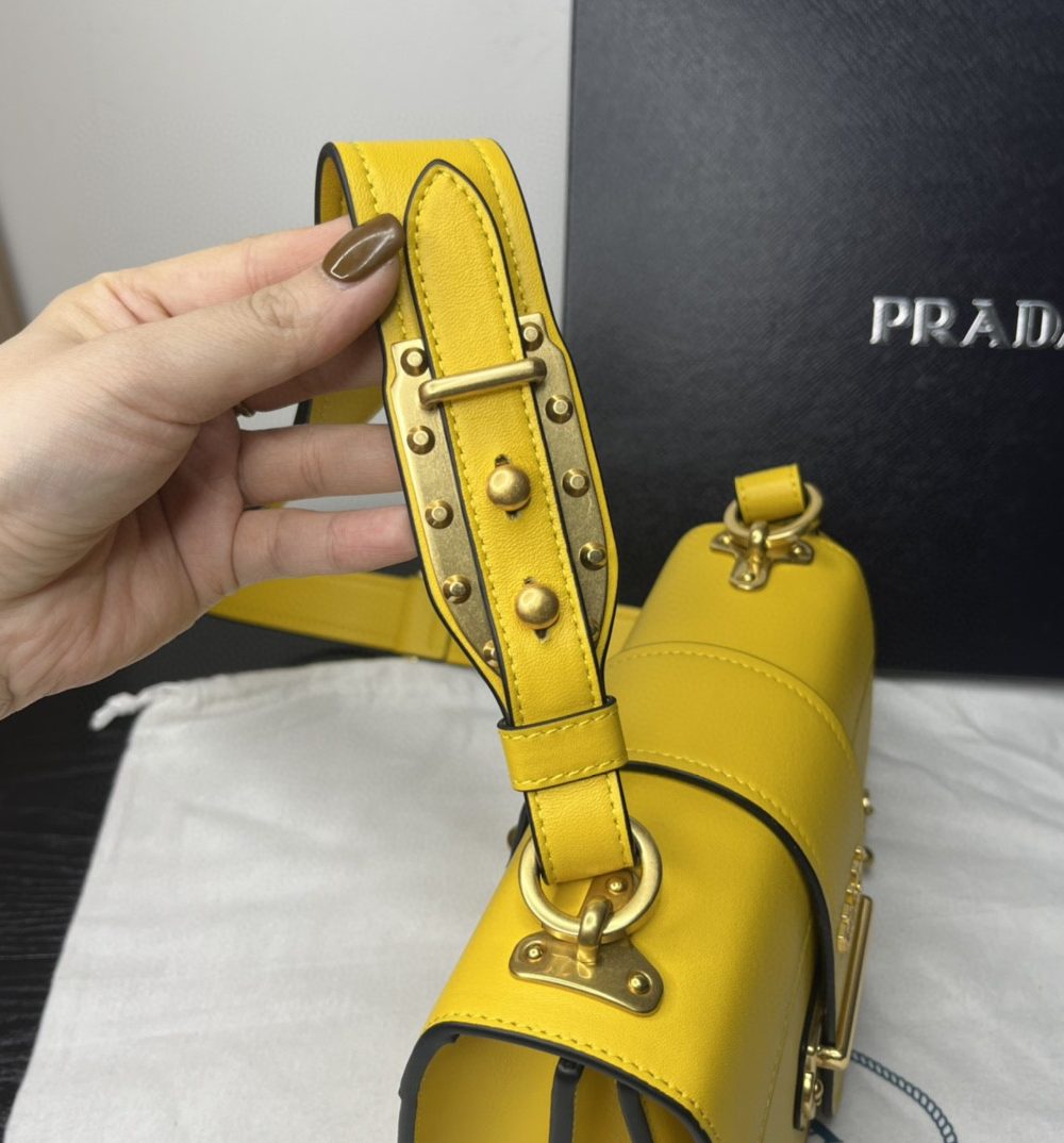 Prada Cahier Bag Yellow For Women, Women's Bags 7.9in/20cm 1BD045_2AIX_F0377_V_XCH