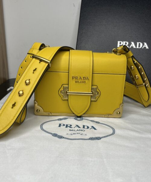 Prada Cahier Bag Yellow For Women, Women's Bags 7.9in/20cm 1BD045_2AIX_F0377_V_XCH