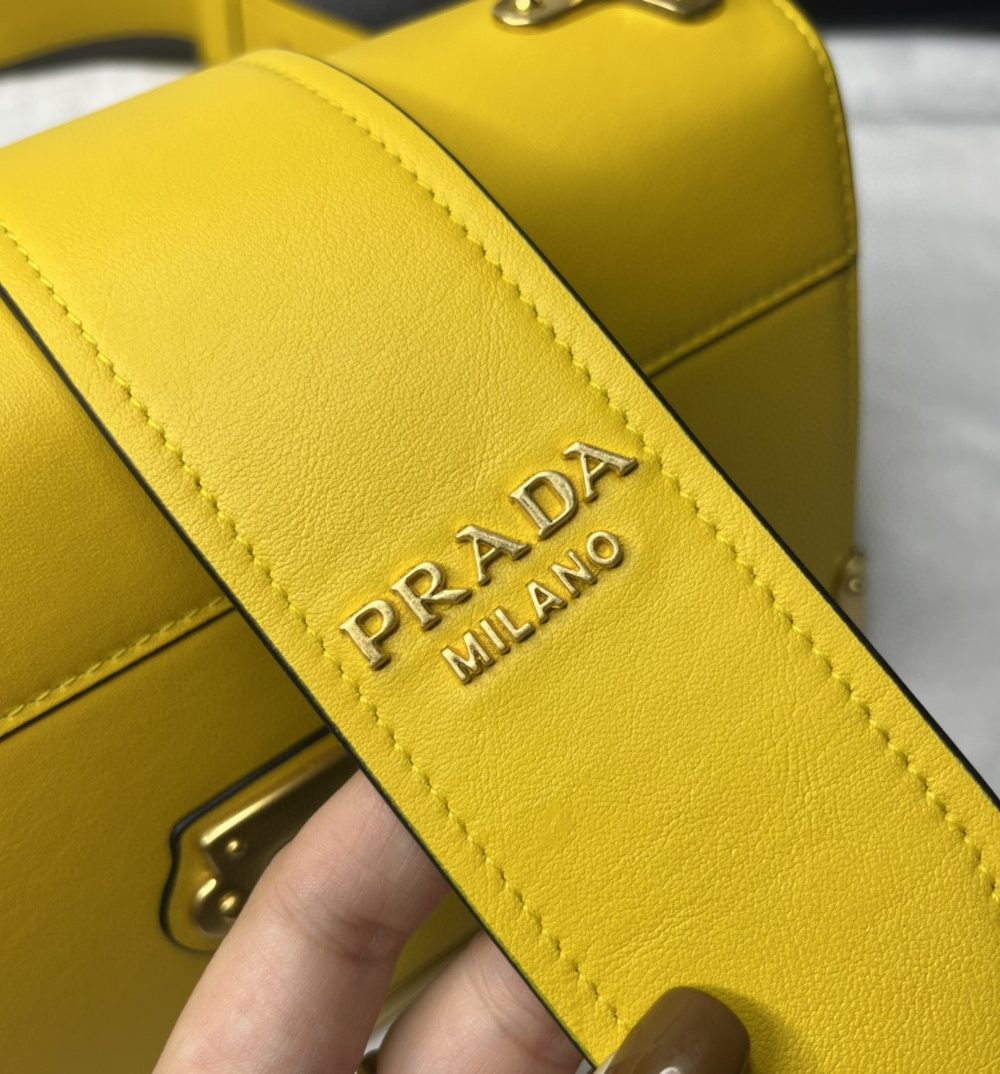 Prada Cahier Bag Yellow For Women, Women's Bags 7.9in/20cm 1BD045_2AIX_F0377_V_XCH