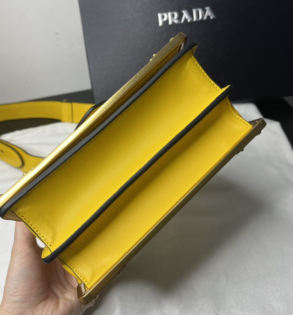 Prada Cahier Bag Yellow For Women, Women's Bags 7.9in/20cm 1BD045_2AIX_F0377_V_XCH