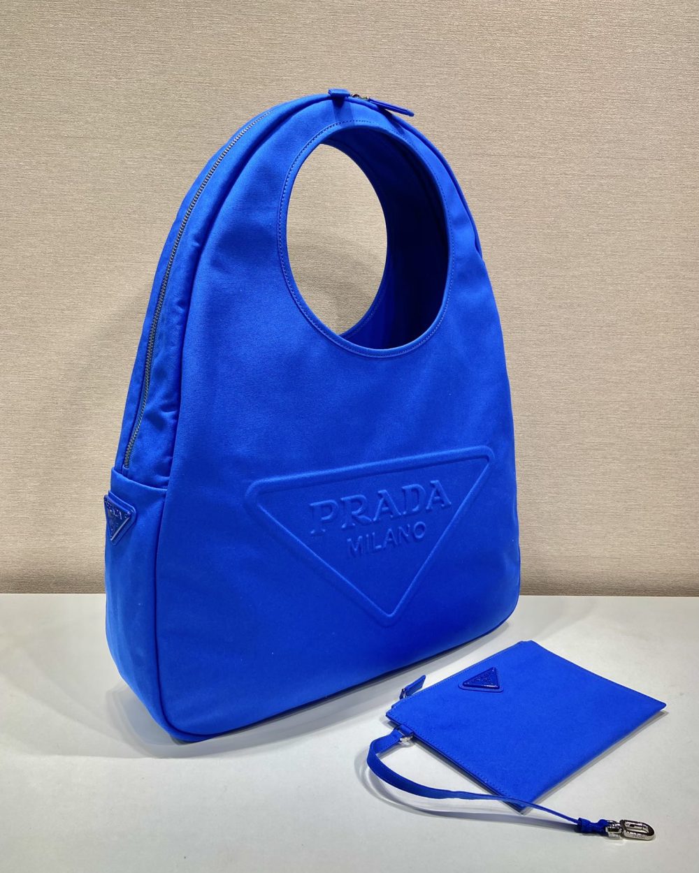 Prada Canvas Hobo Bag Blue For Women, Women's Bags 25.6in/65cm 2VY005_010_F0215_V_OLO