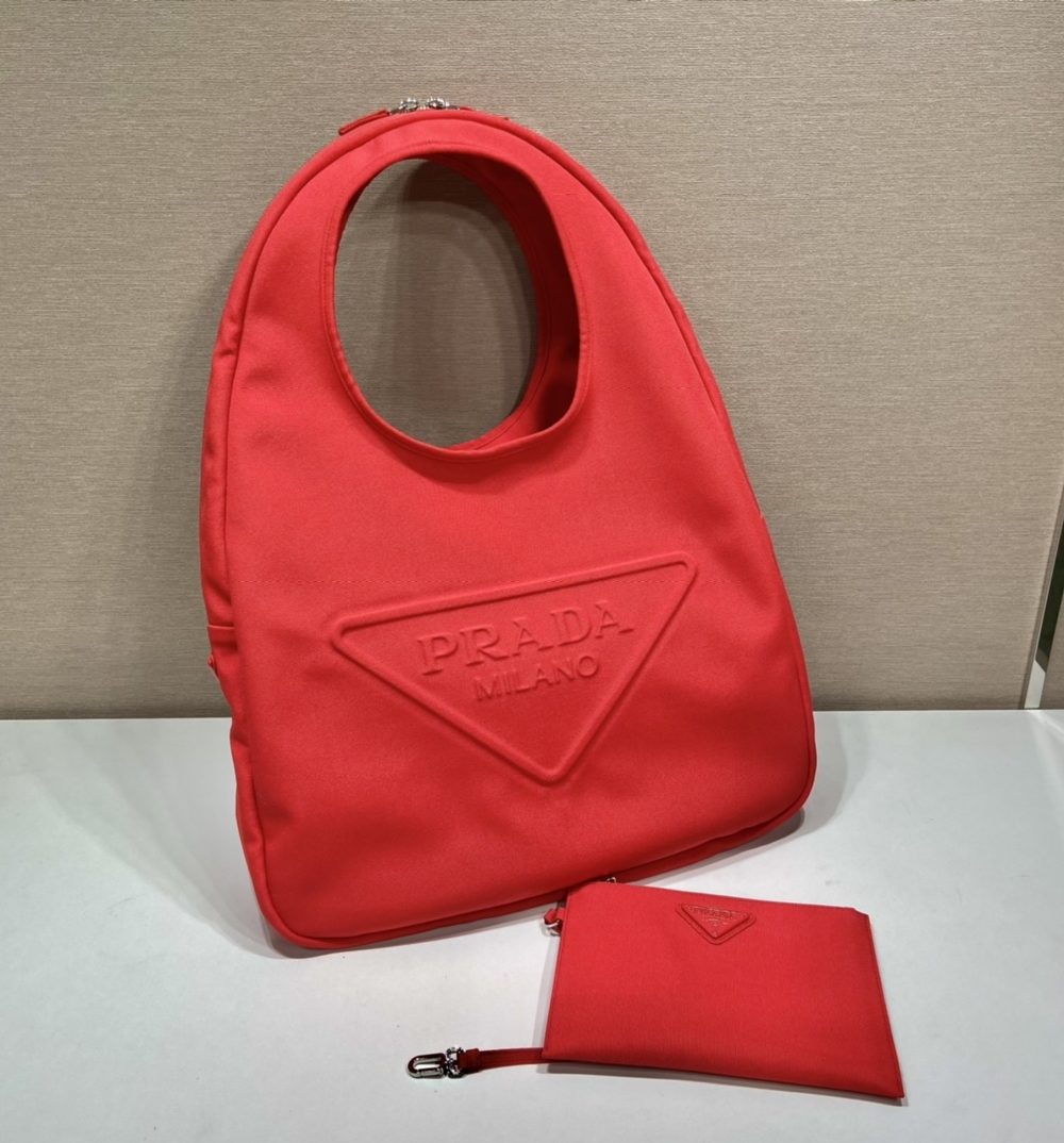 Prada Canvas Hobo Bag Red For Women, Women's Bags 25.6in/65cm