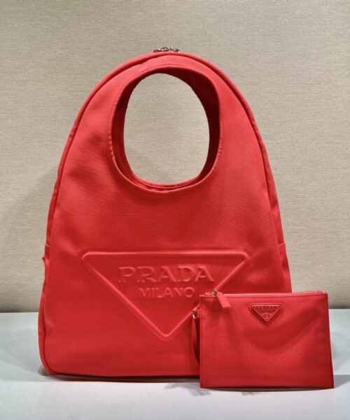 Prada Canvas Hobo Bag Red For Women, Women's Bags 25.6in/65cm
