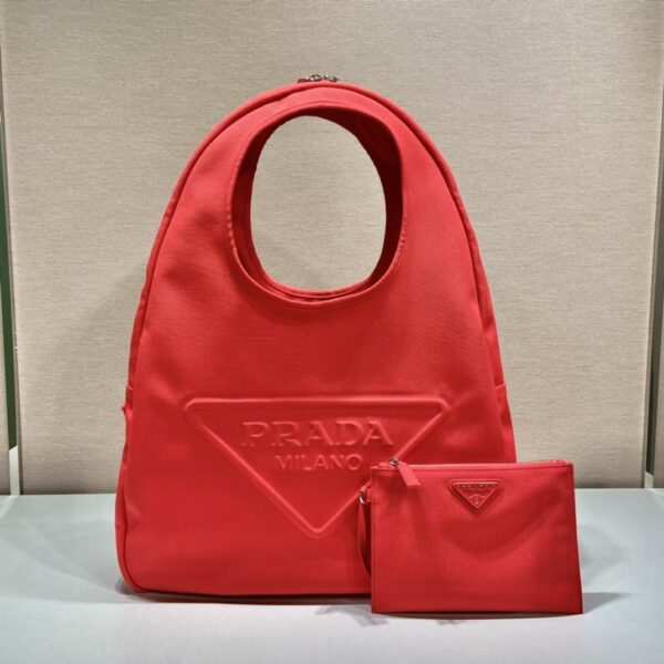 Prada Canvas Hobo Bag Red For Women, Women's Bags 25.6in/65cm