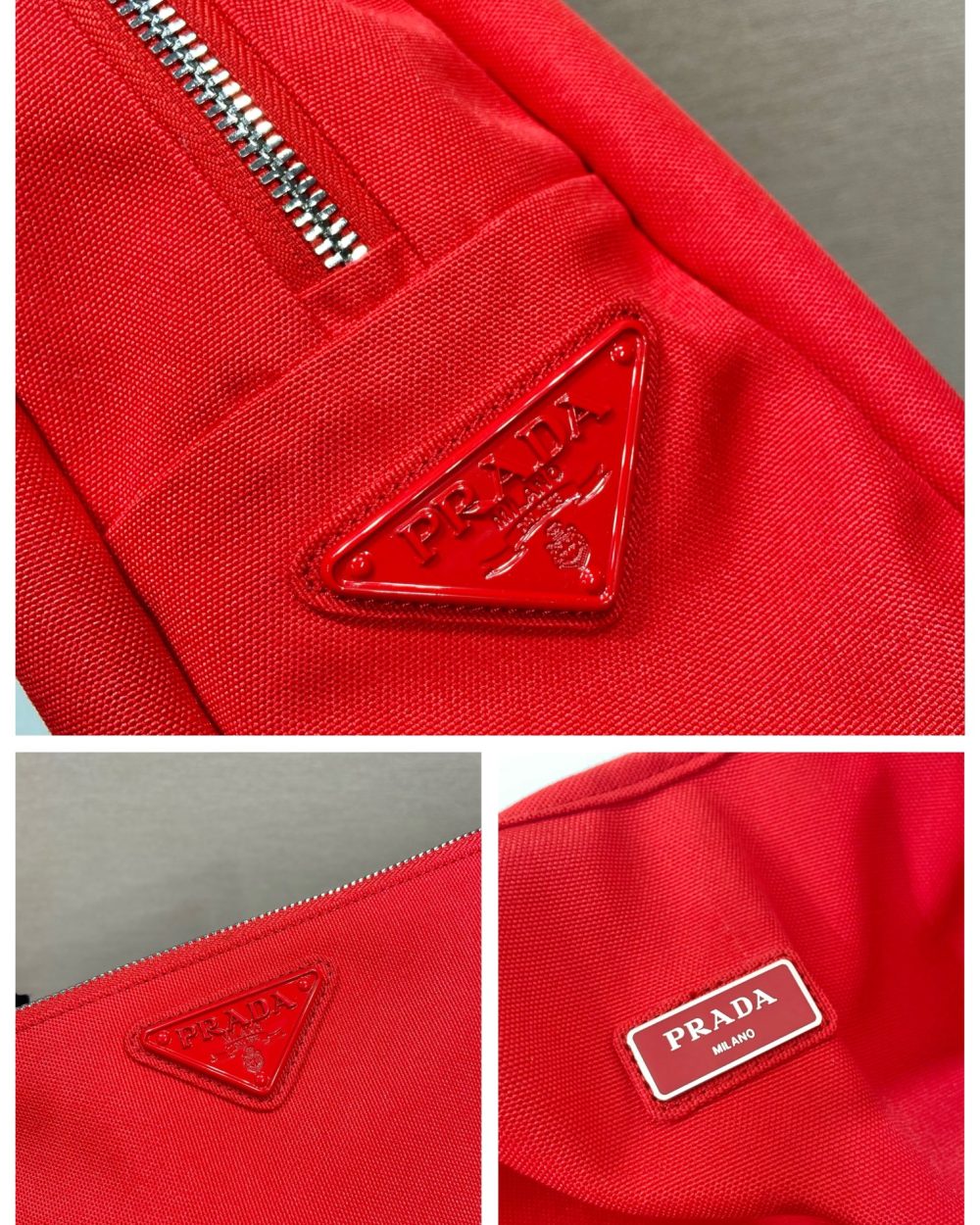 Prada Canvas Hobo Bag Red For Women, Women's Bags 25.6in/65cm