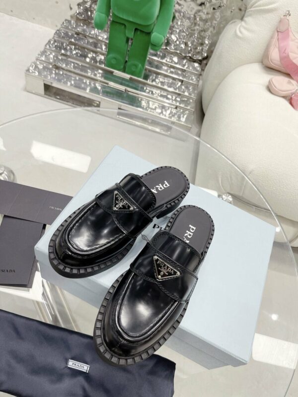 Prada Chocolate Brushed Mules Black For Women 1.6in/40mm PRD