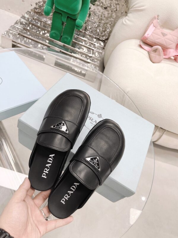 Prada Chocolate Brushed Mules Black For Women 1.6in/40mm PRD