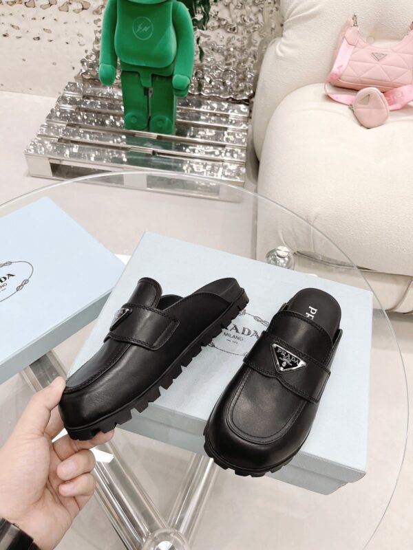 Prada Chocolate Brushed Mules Black For Women 1.6in/40mm PRD
