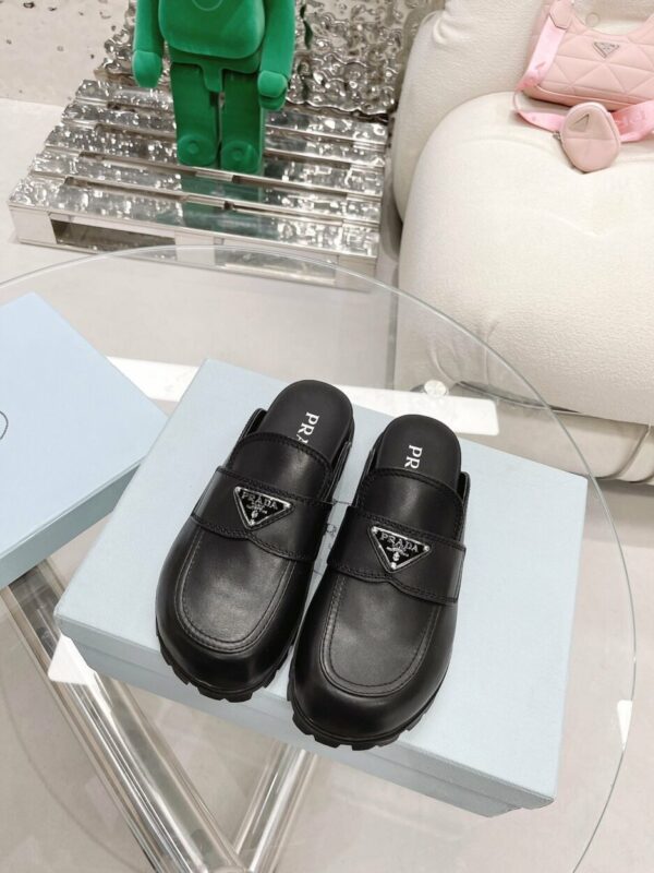 Prada Chocolate Brushed Mules Black For Women 1.6in/40mm PRD