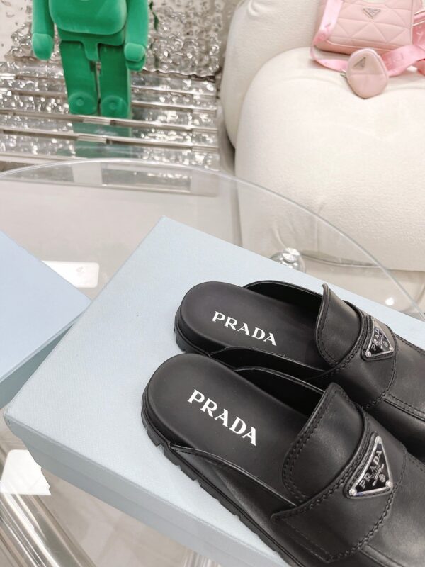 Prada Chocolate Brushed Mules Black For Women 1.6in/40mm PRD