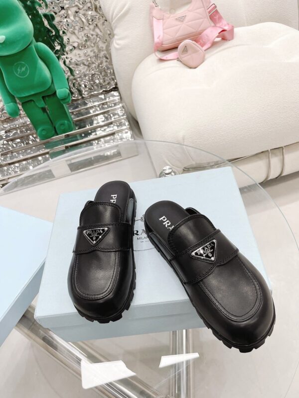 Prada Chocolate Brushed Mules Black For Women 1.6in/40mm PRD
