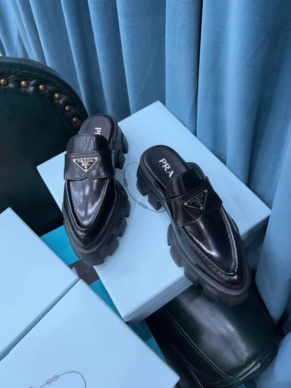 Prada Chocolate Brushed Mules Black For Women 2.4in/60mm PRD