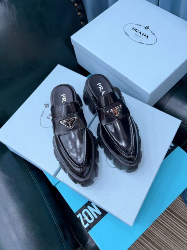 Prada Chocolate Brushed Mules Black For Women 2.4in/60mm PRD