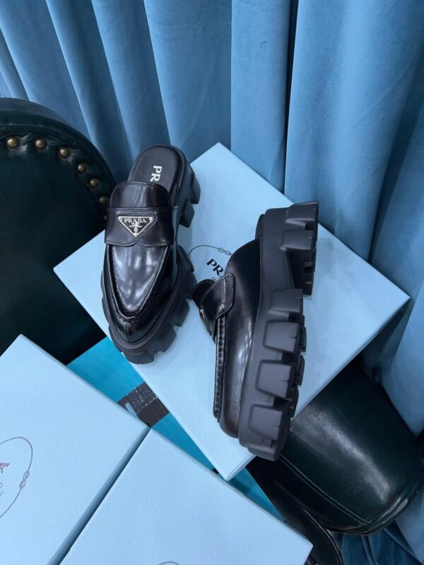 Prada Chocolate Brushed Mules Black For Women 2.4in/60mm PRD