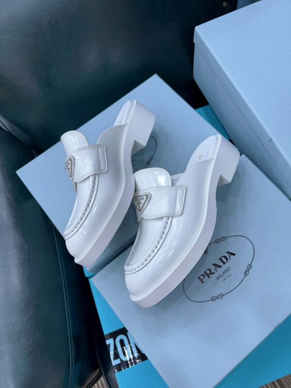 Prada Chocolate Brushed Mules White For Women 1.6in/40mm PRD 1D652M_055_F0009_F_040