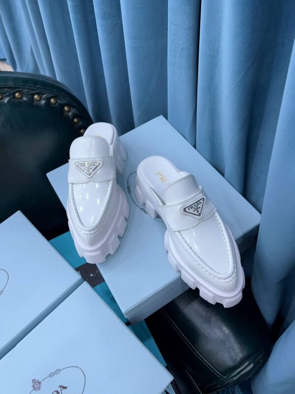 Prada Chocolate Brushed Mules White For Women 2.4in/60mm PRD