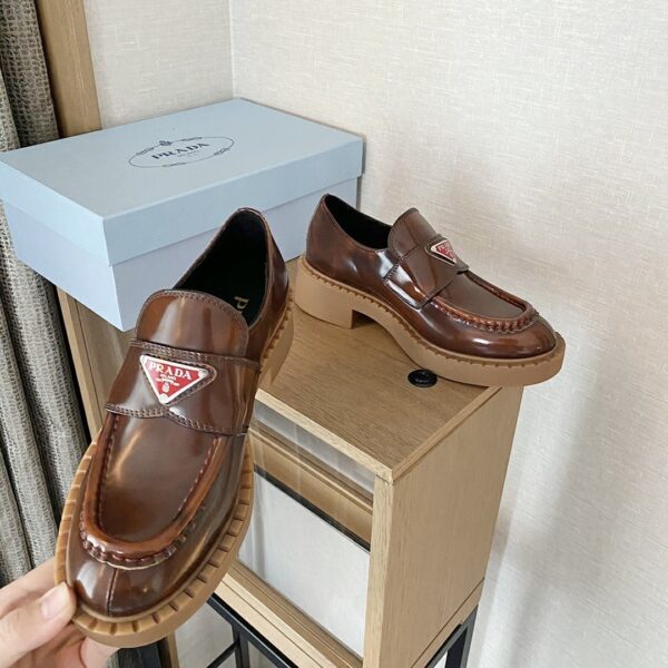 Prada Chocolate Sharp Brushed Pointed Loafers Brown For Women 1.6in/40mm PRD