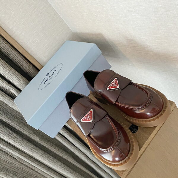 Prada Chocolate Sharp Brushed Pointed Loafers Brown For Women 1.6in/40mm PRD