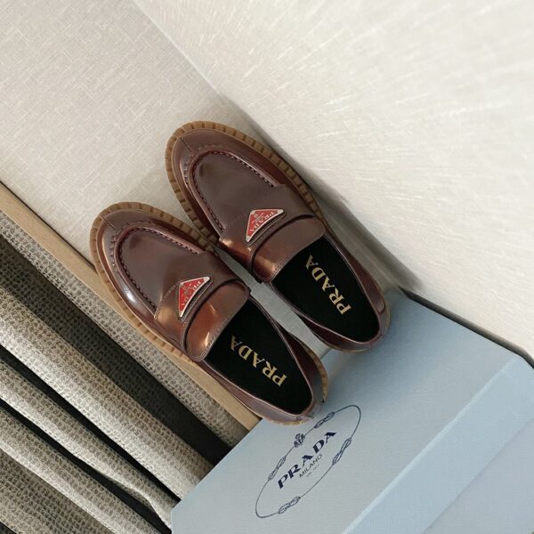 Prada Chocolate Sharp Brushed Pointed Loafers Brown For Women 1.6in/40mm PRD