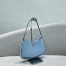 Prada Cleo Brushed Shoulder Bag Blue For Women, Women's Bags 9in/23cm