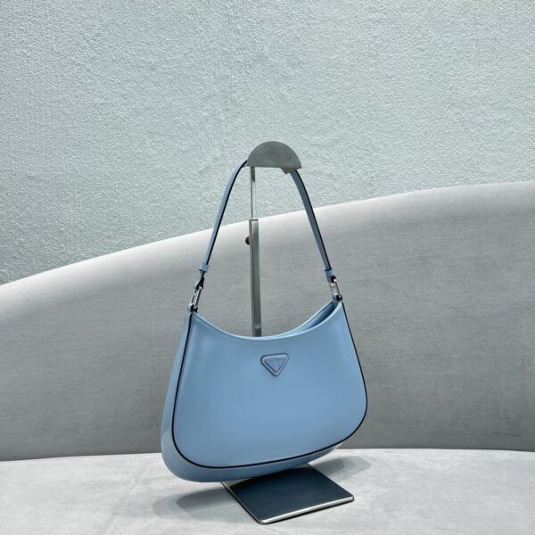 Prada Cleo Brushed Shoulder Bag Blue For Women, Women's Bags 9in/23cm