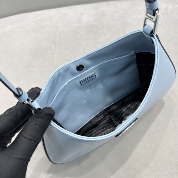 Prada Cleo Brushed Shoulder Bag Blue For Women, Women's Bags 9in/23cm