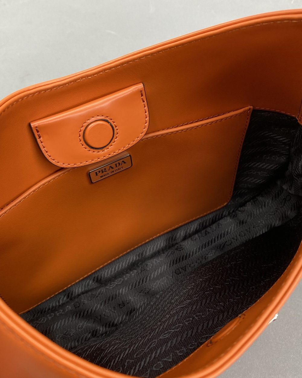 Prada Cleo Brushed Shoulder Bag Orange For Women, Women's Bags 11.8in/30cm