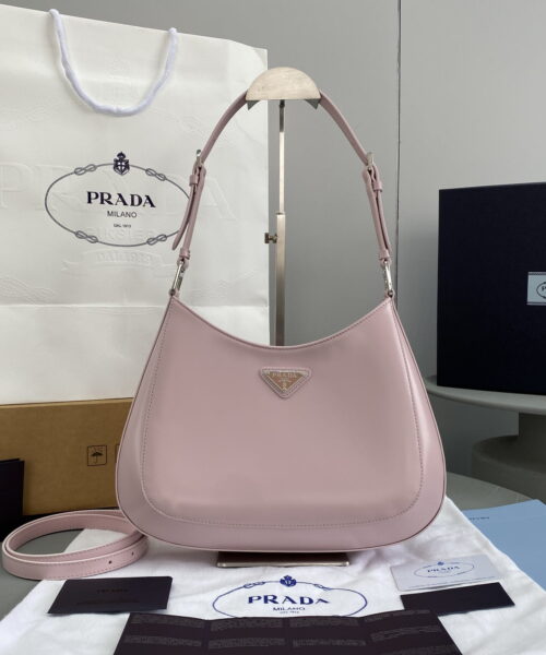 Prada Cleo Brushed Shoulder Bag Pink For Women, Women's Bags 11.8in/30cm
