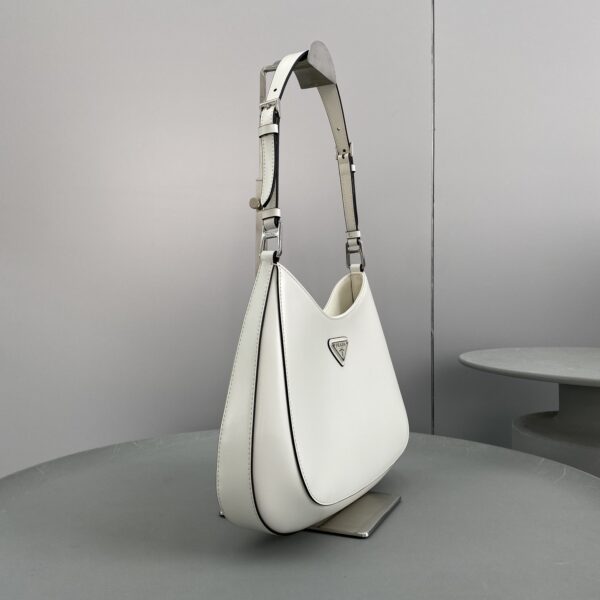 Prada Cleo Brushed Shoulder Bag White For Women, Women's Bags 11.8in/30cm 1BC156_ZO6_F0PG7_V_HOO