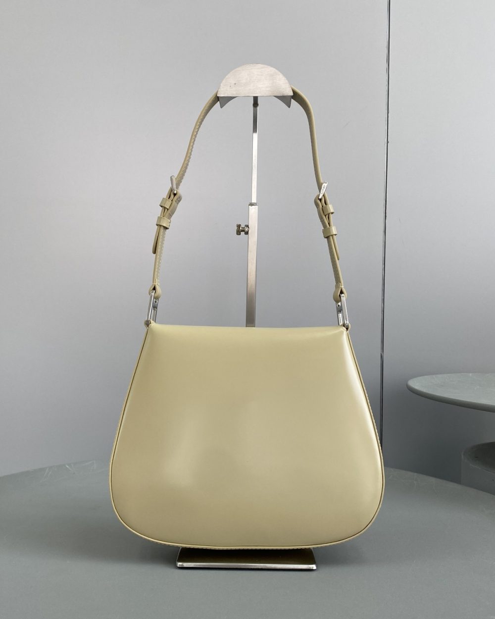 Prada Cleo Brushed Shoulder Bag With Flap Beige For Women, Women's Bags 9in/23cm