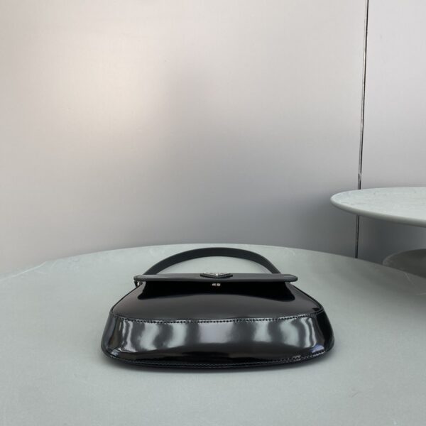 Prada Cleo Brushed Shoulder Bag With Flap Black For Women, Women's Bags 8.6in/22cm 1BD311_ZO6_F0002_V_OOO