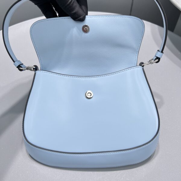 Prada Cleo Brushed Shoulder Bag With Flap Light Blue For Women, Women's Bags 8.6in/22cm 1BD311_ZO6_F02TG_V_OOO
