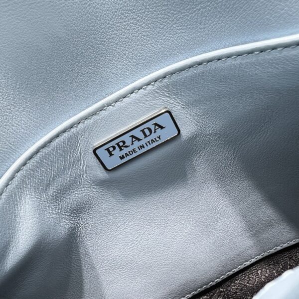Prada Cleo Brushed Shoulder Bag With Flap Light Blue For Women, Women's Bags 8.6in/22cm 1BD311_ZO6_F02TG_V_OOO