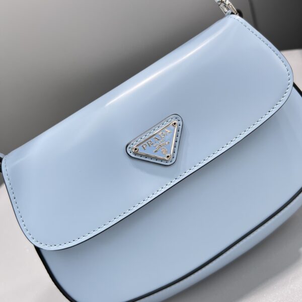 Prada Cleo Brushed Shoulder Bag With Flap Light Blue For Women, Women's Bags 8.6in/22cm 1BD311_ZO6_F02TG_V_OOO