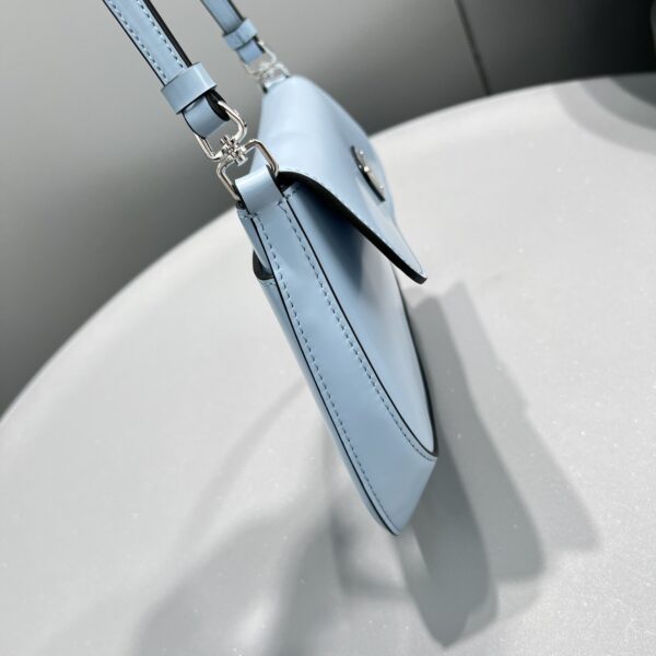 Prada Cleo Brushed Shoulder Bag With Flap Light Blue For Women, Women's Bags 8.6in/22cm 1BD311_ZO6_F02TG_V_OOO