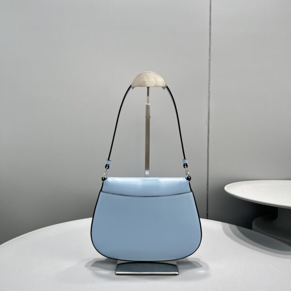 Prada Cleo Brushed Shoulder Bag With Flap Light Blue For Women, Women's Bags 8.6in/22cm 1BD311_ZO6_F02TG_V_OOO