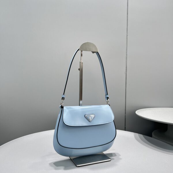 Prada Cleo Brushed Shoulder Bag With Flap Light Blue For Women, Women's Bags 8.6in/22cm 1BD311_ZO6_F02TG_V_OOO